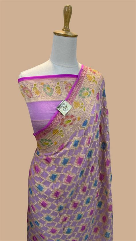 Pure Khaddi Chiffon Banarasi Saree – The Crafts Banaras