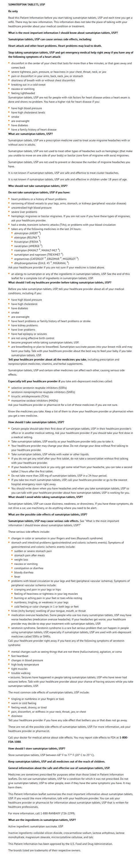Image result for Sumatriptan Label