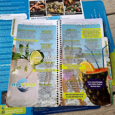 Menu at RipTydz Oceanfront Grille & Rooftop Bar, Myrtle Beach, N Ocean Blvd