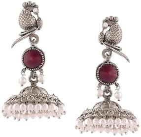Zaveri Pearls Purple Peacock Silver Oxidised Stones & Beads Traditional ...