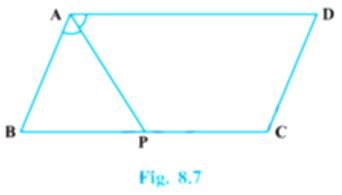 In Fig. 8.7, P is the mid-point of side BC of a parallelogram ABCD such ...