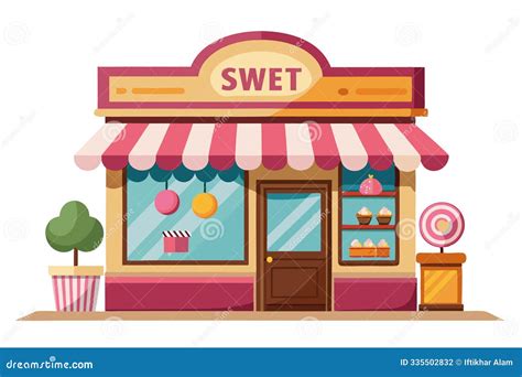 A Charming Sweet Shop Features a Vibrant Storefront with Candy, Ice ...