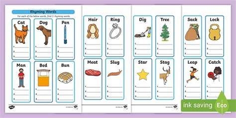 Words That Rhyme With "Man" Worksheets | 99Worksheets