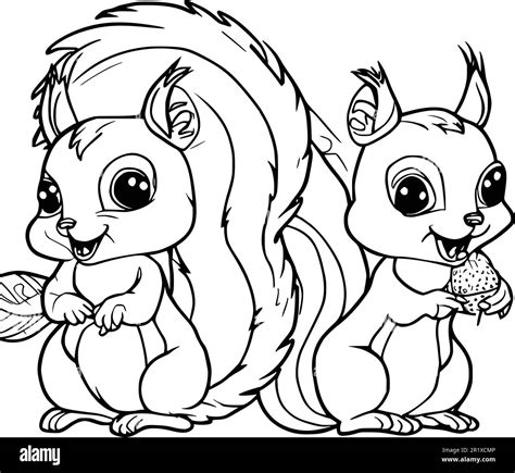 Squirrel With Acorn Coloring Page