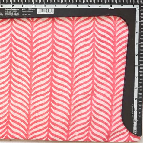 Pure Cotton Jaipuri Peach Pink With White Design Hand Block Print Fabr ...