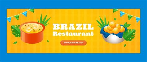 Gradient brazilian restaurant twitter header | Free Vector