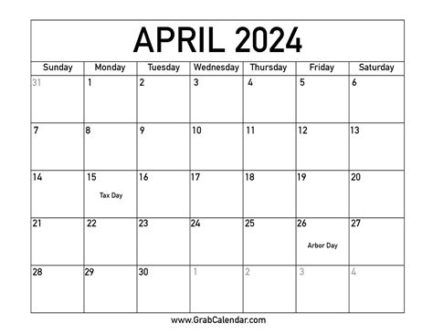 April 2024 Printable Calendar | Calendar 2024 | Printable Calendar 2025