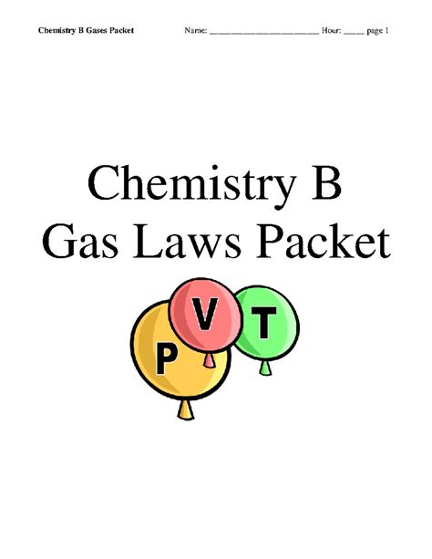 Gas Laws Packet - ib chem - Chemistry B Gas Laws Packet Worksheet #1 ...