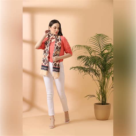 Buy Rhombus Pattern Brown Stole Online | Shingora