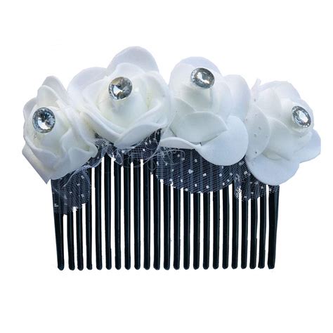 AROOMAN Artificial flower Fancy Juda Comb clip/Bun Comb Hair Flower ...