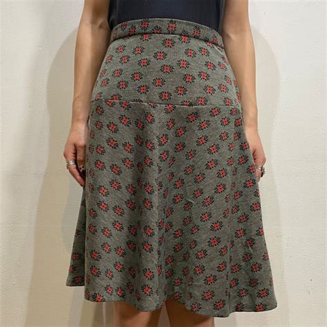 60s gray flower mini skirt【124】 | LEMON