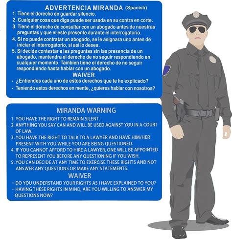 Amazon.com : Velinpun 5 PCS Spanish and English Metal Miranda Warning ...