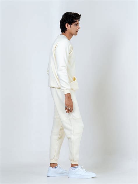 Buy Off White Round Neck Sweatshirt With Jogger Co-ord Set Online ...