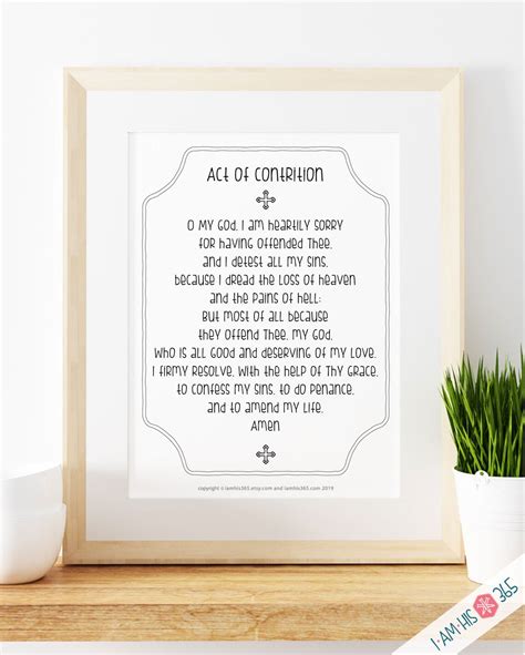 Act of Contrition Prayer Print: Catholic Christian Art (PDF Download ...