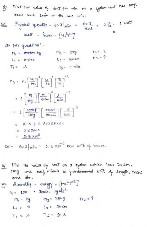 1) Find the value of 60J on a system that has 100g , 100cm, 1 min as ...