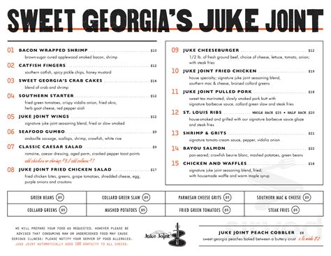 Sweet Georgia's Juke Joint menus in Atlanta, Georgia, United States