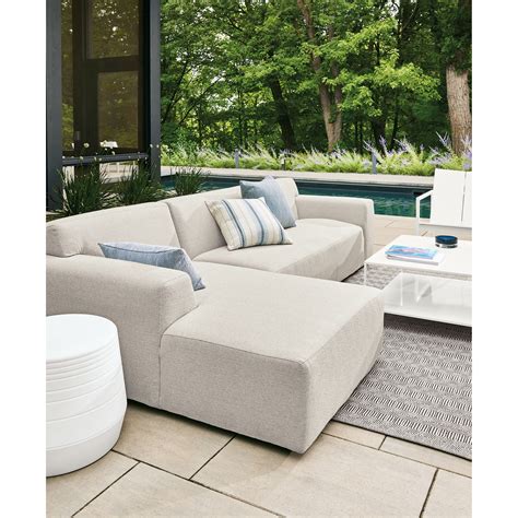 Modern Outdoor Drift Three-Piece Sectional w/Left-Back Sofa in Grey ...