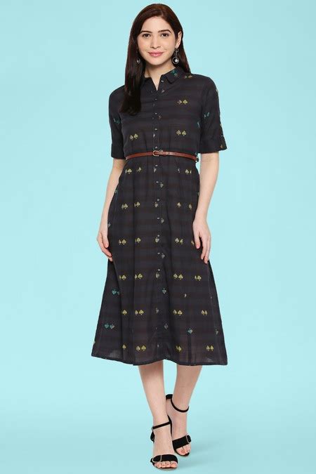 Grey Textured Mandarin Collar Casual Calf Length Three-Quarter Sleeves ...