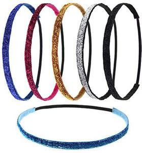 FROG SAC 6 PCS Thin Sparkly Glitter Elastic Headbands For Girls ...