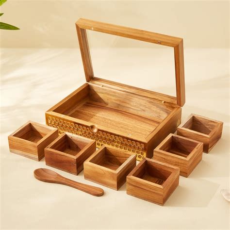 Buy Haze Dietes Wooden Masala Box from Home Centre at just INR 1199.0