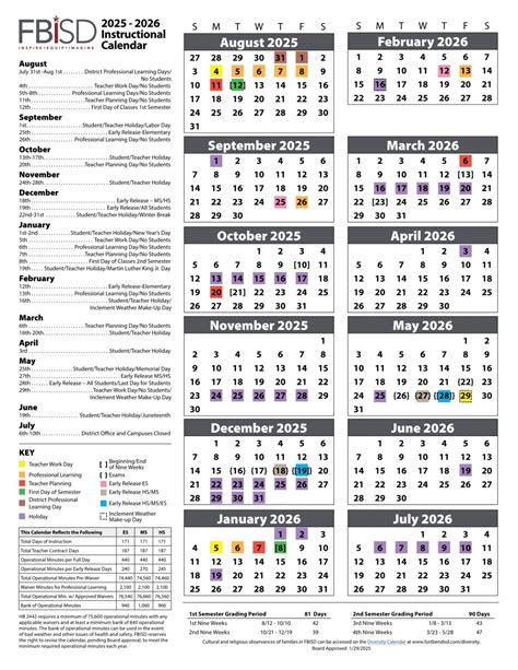 Fort Bend ISD School Calendar 25-26 [PDF] - EduCounty