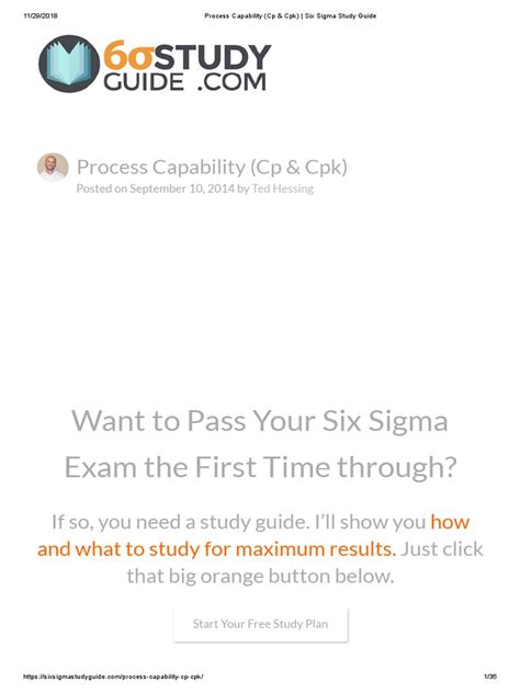 Process Capability (CP & CPK) - Six Sigma Study Guide | PDF | Standard Score | Standard Deviation