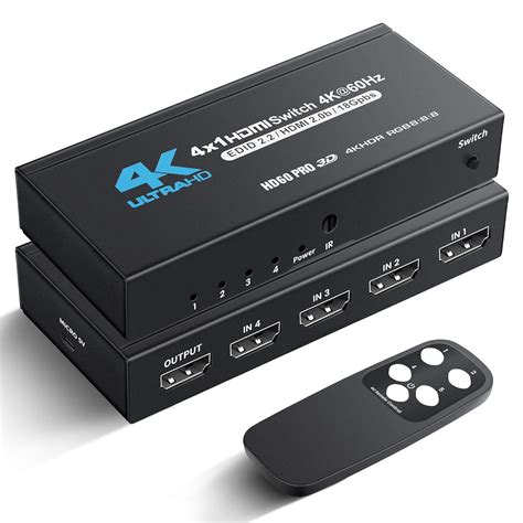 NEWCARE HDMI Switch 4 in 1 Out 4K@60Hz, 4x1 HDMI Switcher with IR ...