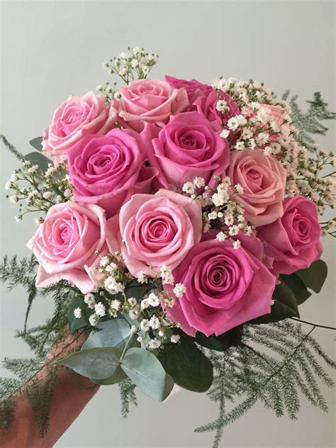 Pretty Pink Roses & Gyp Bouquet | Homecoming flowers, Prom flowers ...