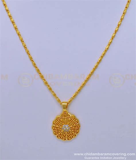 Buy One Gram Gold Short Chain with Pendant Designs for Working Women