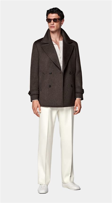 Dark Brown Peacoat in Wool Cashmere Blend | SUITSUPPLY