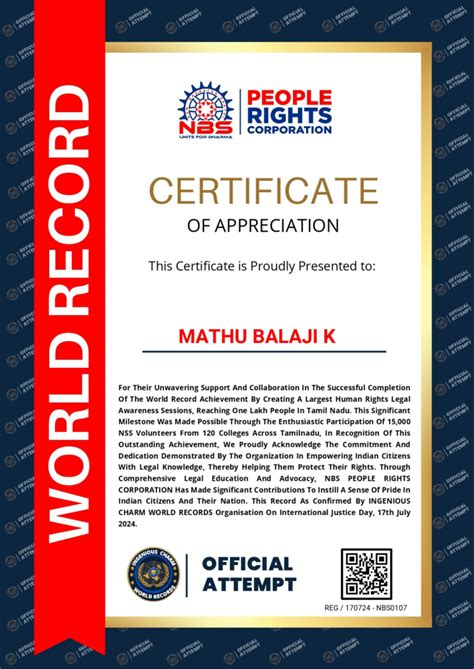 Certificate human rights legal awareness sessions Mathu Balaji K 107 ...