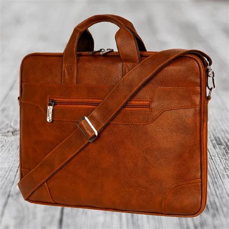 HARD CRAFT Tan PU Leather Finish Laptop Messenger Bag Price in India ...