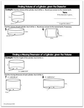 Volume of Cylinders Binder Notes - 8th Grade Math (Pre Algebra) | TPT