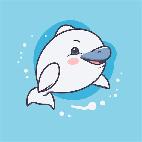 Cute cartoon dolphin vector illustration of a cute dolphin on a blue ...
