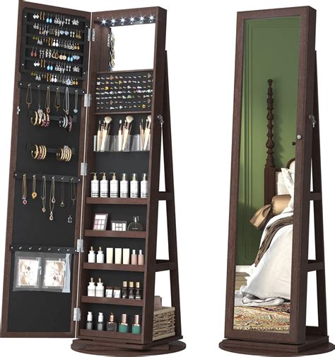 LVSOMT 360° Swivel Jewelry Cabinet with Full-Length | Ubuy India