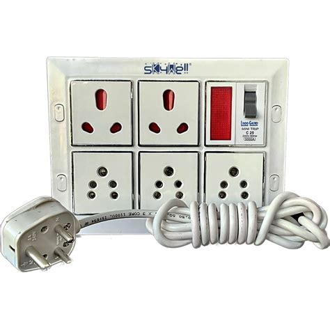 Buy Skywell Power Extention Board with 2-16Amp & 3No-6Amp Plug,Light ...