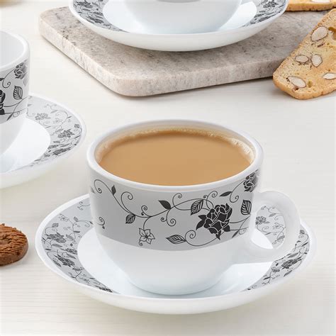 Buy Rosa Black Cup & Saucer Set 220 ml x 6 at Best Price Online in ...