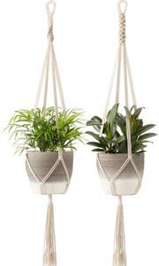 Cotton Leaves Pack of 2 Macrame Cotton Boho Plant Hanger for Indoor ...
