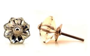 THE DECOR MART Beige Glass Decorative Knobs - Set of 6 Glass Door ...