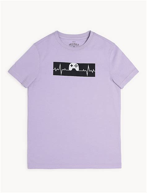 Buy Pure Cotton Printed Round Neck T-Shirt at Marks & Spencer