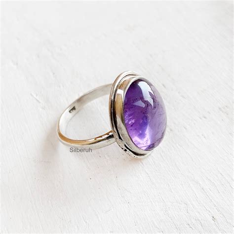 Amethyst Oval Silver Ring – SILBERUH
