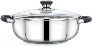 Praylady Kadai 24 cm Deep kadai with Glass Lid 3.0 L Kadhai 24 cm ...