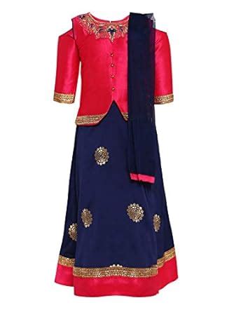 Buy Aarika Girls Lehenga Choli Regular fit Silk Blend Lehenga Choli Set ...
