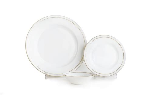 Clay Craft Mona Goldline Ceramic Dinner Set, 18-Pieces, White, Solid ...