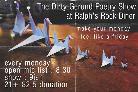 The Dirty Gerund Open Mic & Poetry Show, Ralph's Diner, Worcester, 11 ...