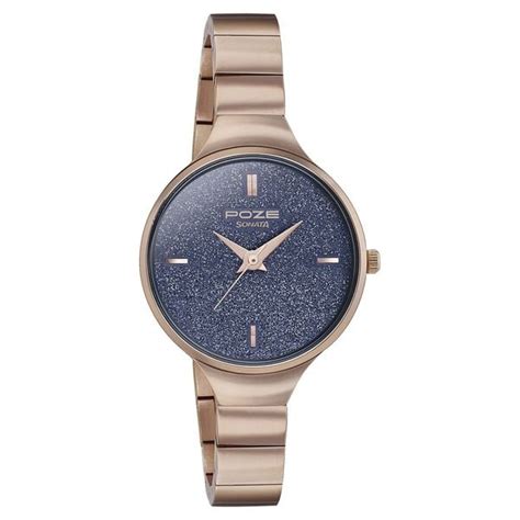 Buy Online Poze by Sonata Quartz Analog Blue Dial Metal Strap Watch for ...