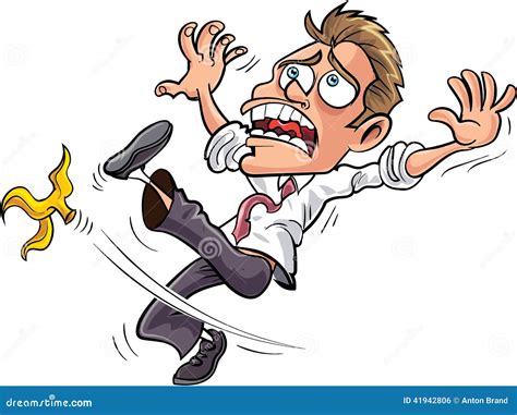 Cartoon Businessman Slipping On A Banana Peel Stock Illustration ...