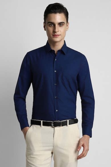 Buy Men Navy Regular Fit Full Sleeves Formal Shirt Online - 735470 ...