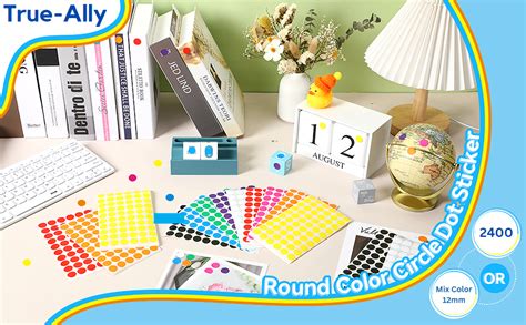 True-Ally 2400 Piece Mix Color 12mm (0.5 Inch) Round Dot Sticker Self ...