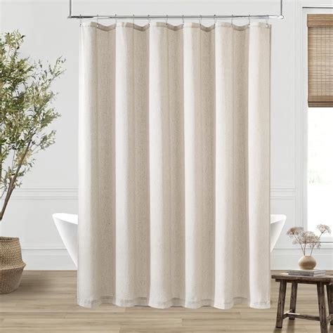 Extra Long Linen Shower Curtain 84 Inch Long Neutral Greige Tan Bath ...